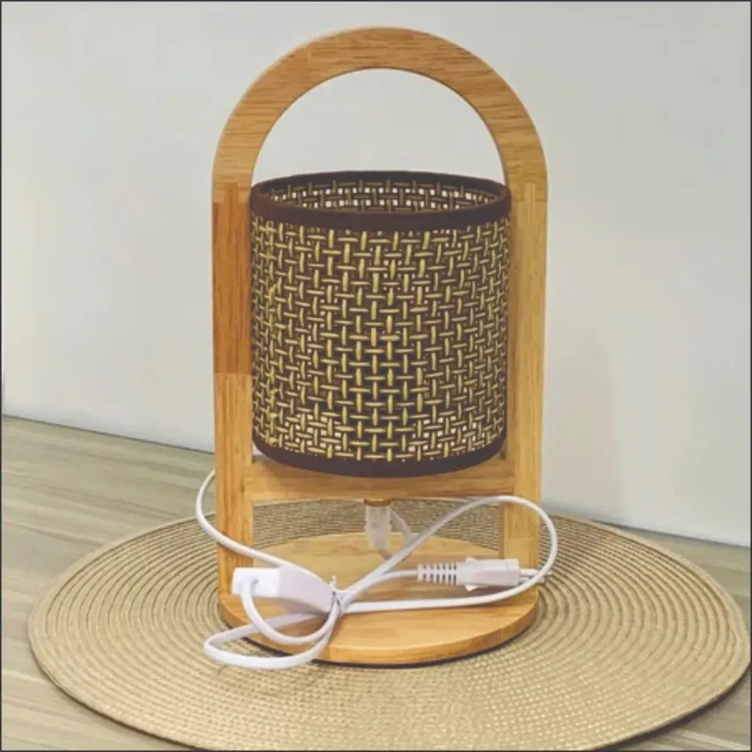 Abajur em Madeira e Palha - Luci Express | Toque com Estilo