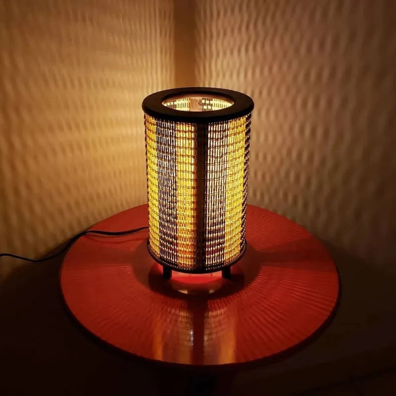 Abajur Cilíndrico de Madeira e Fibra - Luci Express