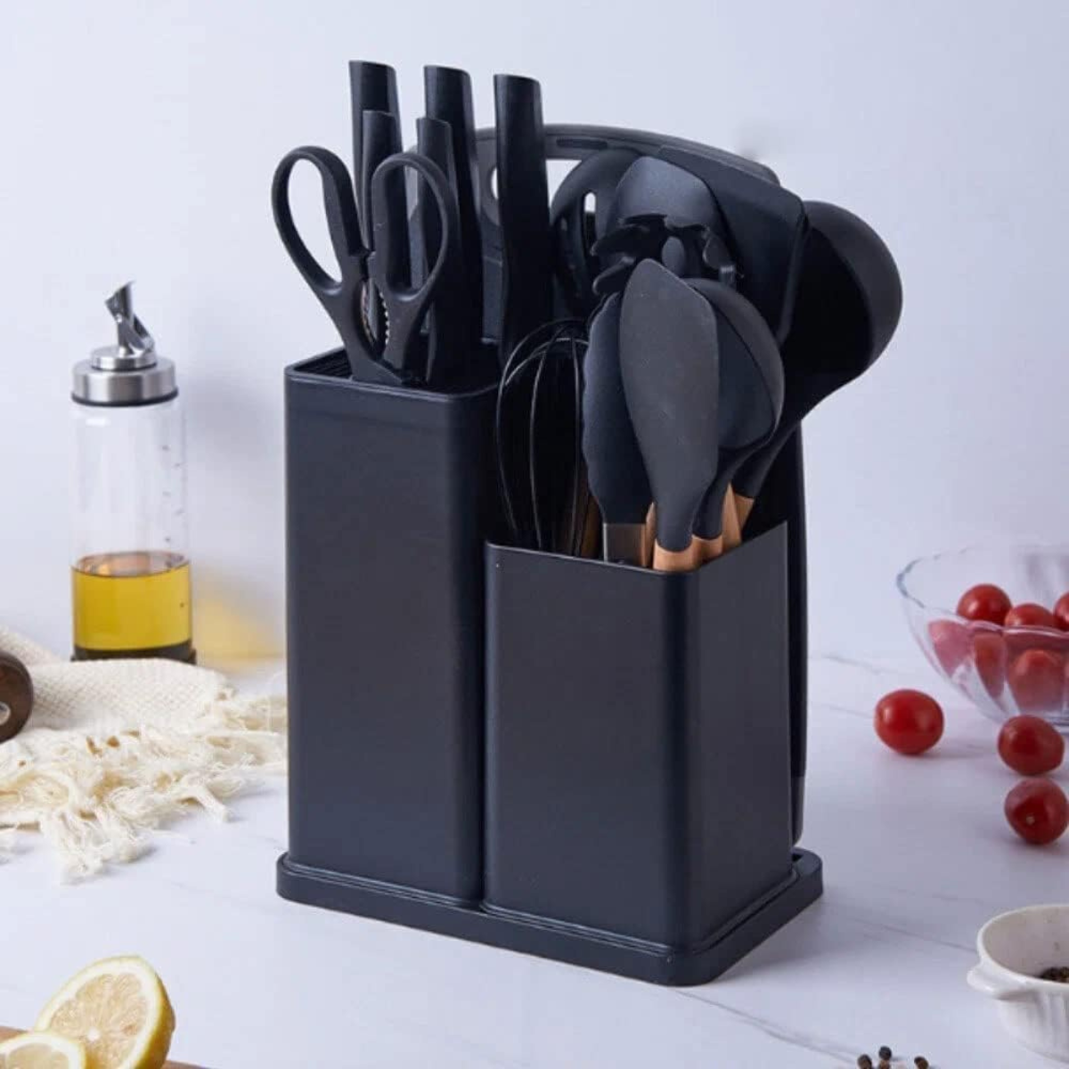 PRETO - 19 peças - Conjunto de Utensílios de Cozinha Completo