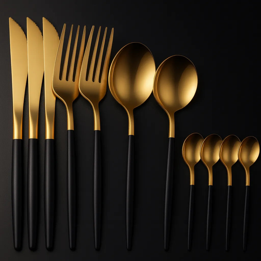 Jogo de Talheres Dourado Inox 16 Peças - Luci Express