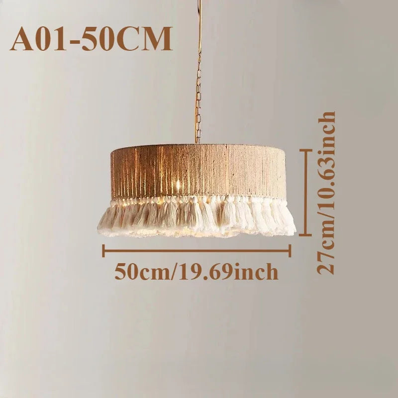 Boho-Vintage-Hängeleuchten aus handgewebtem Makramee