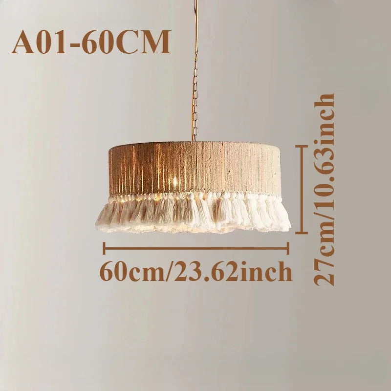 Boho-Vintage-Hängeleuchten aus handgewebtem Makramee