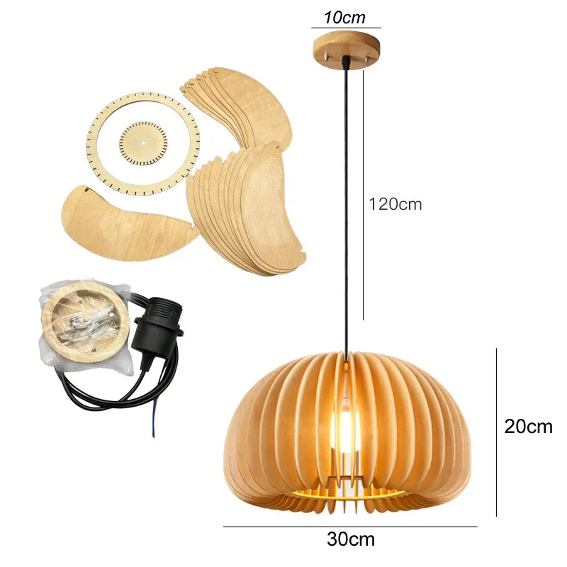 Pendant Wood Pumpkin Light - Modern Handmade Decor