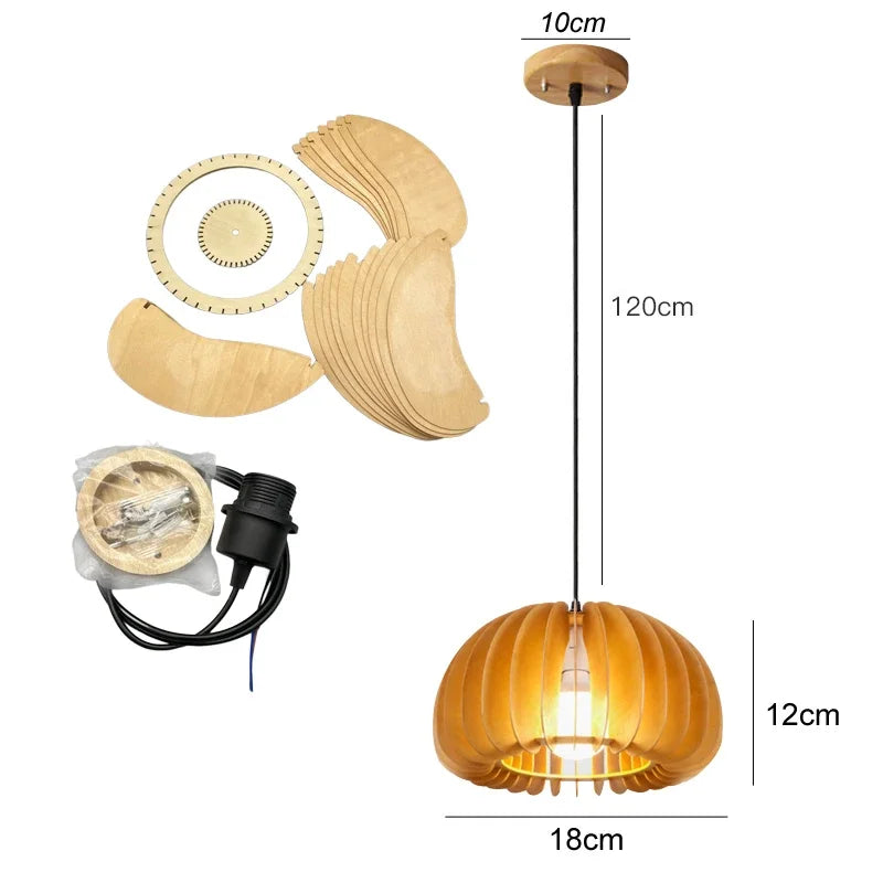 Pendant Wood Pumpkin Light - Modern Handmade Decor