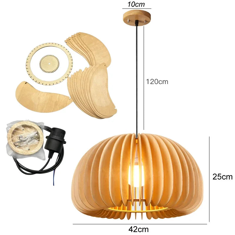 Pendant Wood Pumpkin Light - Modern Handmade Decor