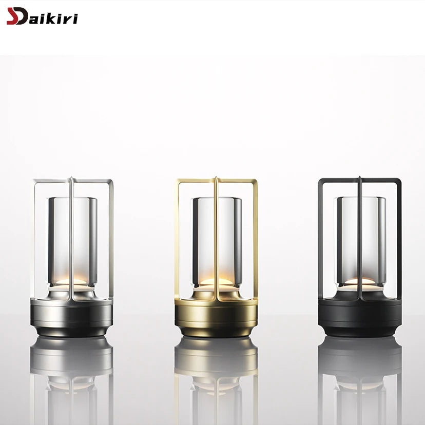 Liga de alumínio lâmpada cristal led recarregável toque candeeiro mesa restaurante decoração atmosfera luz da noite acampamento lâmpada criativa