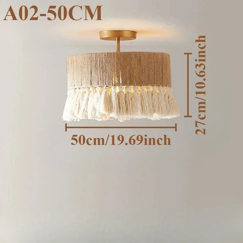 Boho-Vintage-Hängeleuchten aus handgewebtem Makramee