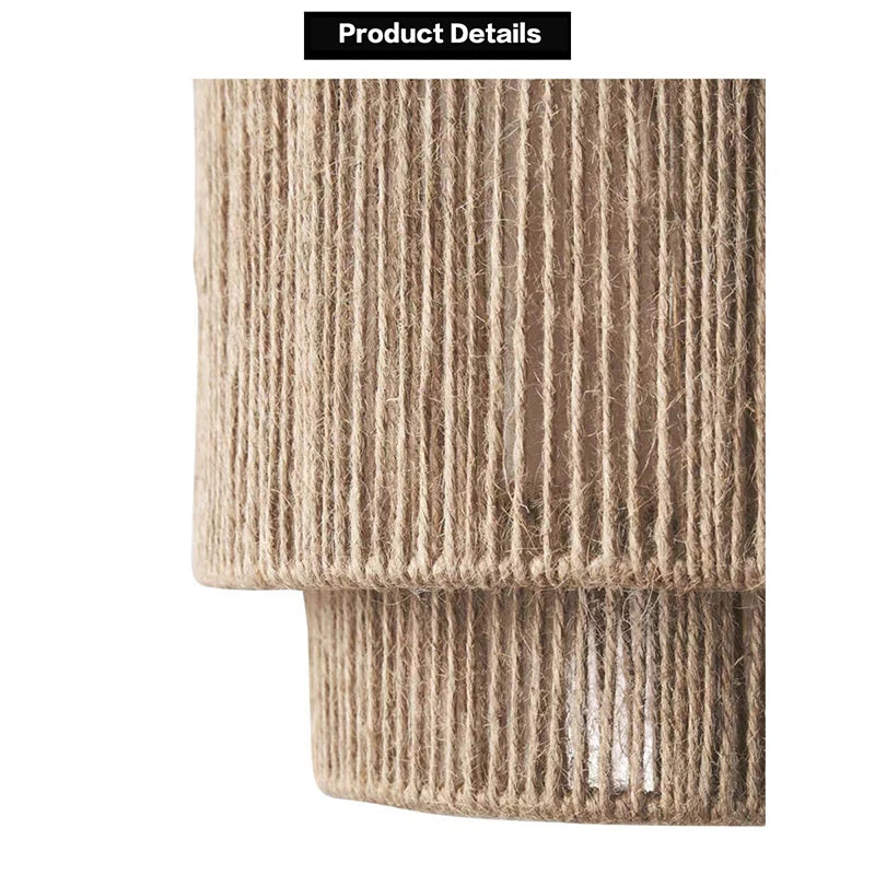 Vintage retro rattan luzes de parede e27 mão tecido corda cânhamo lâmpada parede para cabeceira sala estar corredor escada decoração interior arandela